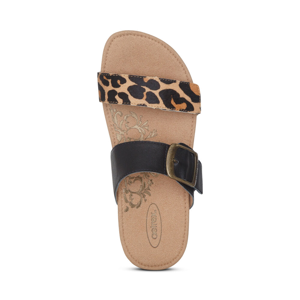 Aetrex Women's Daisy Adjustable Slippers - Leopard | USA ISN72TF